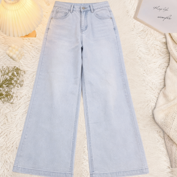 Light Blue High-Waist Wide-Leg Pants