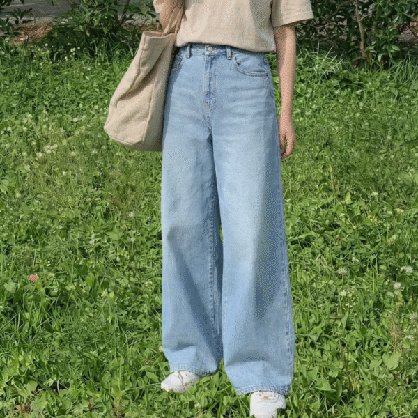 Vintage Mid Blue Wide-Leg Denim Pants