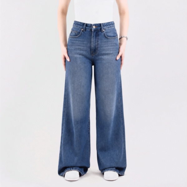 Classic Indigo Wide-Leg Denim Pants