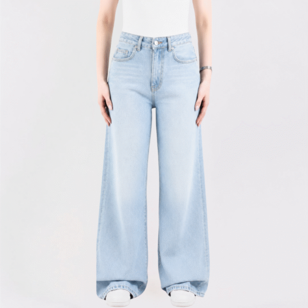 Effortless Light Blue Wide-Leg Denim Pants