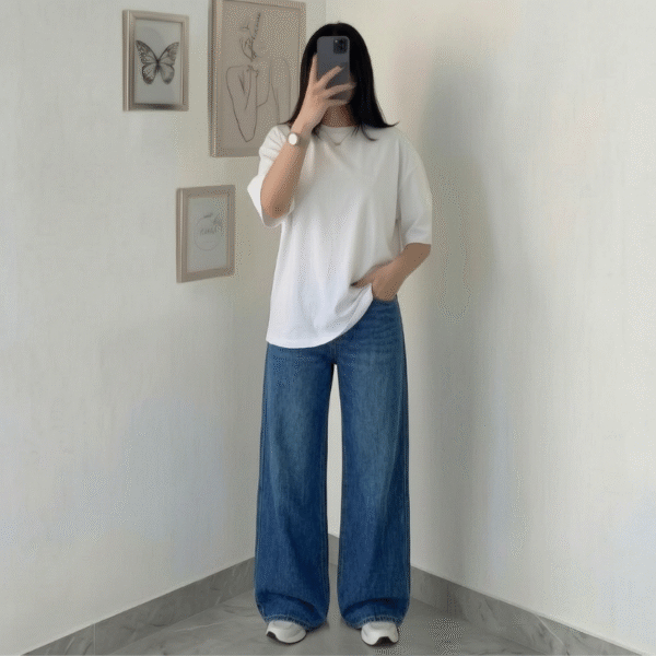 Deep Indigo Wide-Leg Denim Pants